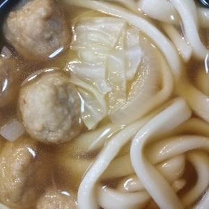 お鍋の残りの肉団子うどん